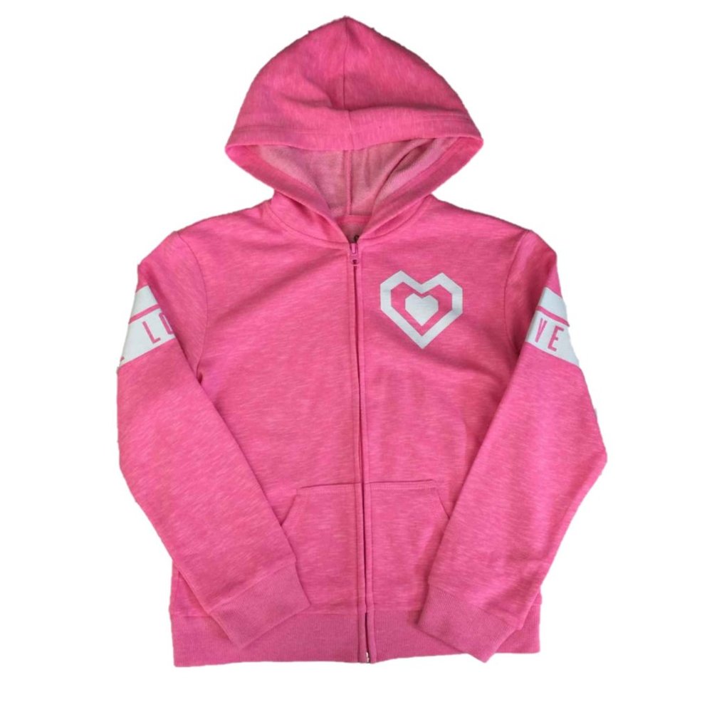 Girls pink love zipup hoodie
